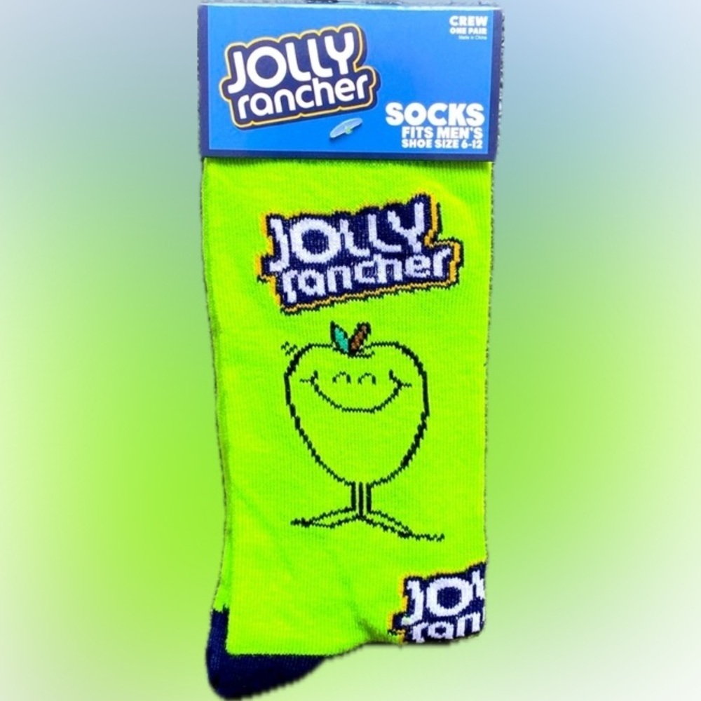 Jolly Rancher Novelty Crew Socks Apple Green NWT - Picture 2 of 3